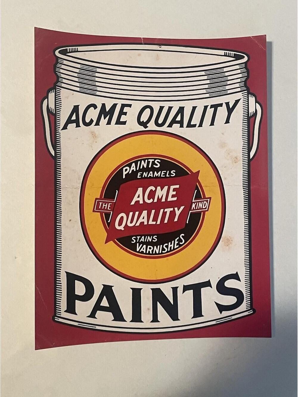 ACME Paint Co Poster Paper PRINT 8.5" x 11" Vintage Ad Sign (Not Porcelain)